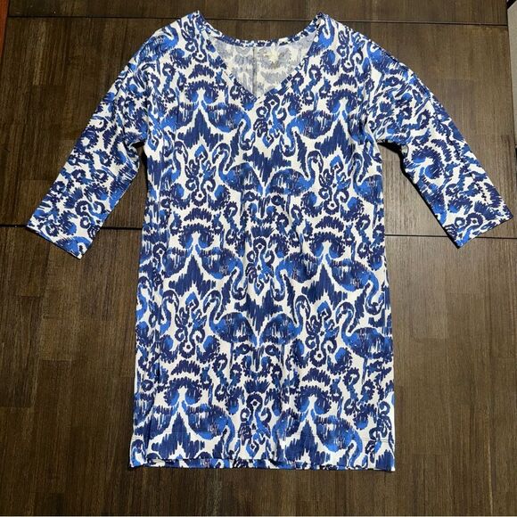 Lilly Pulitzer Cori Dress with Flamingos White and Blue Large Prima Cotton - Picture 3 of 9